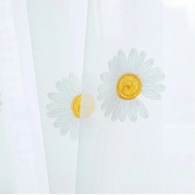 

Daisy Embroidered Sheer Curtains Window Tulle Curtains for Living Room Bedroom Kitchen Kids Room Home Decoration