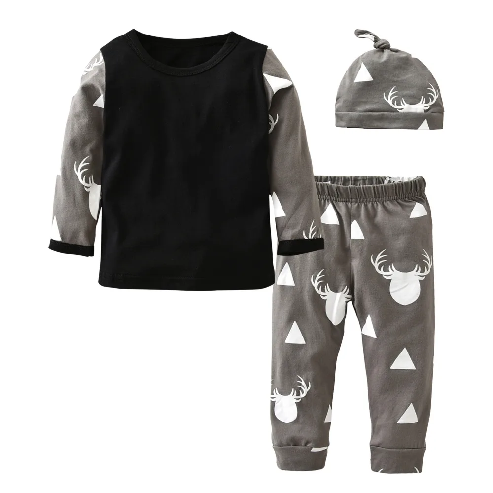 2021 Новинка осени для маленьких мальчиков Одежда девочек Принт с оленем одежда