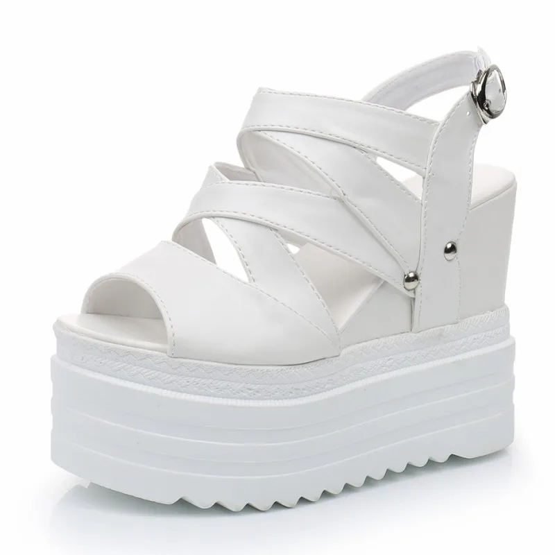 12 см клинья Босоножки на платформе женские туфли с открытым носком высоком