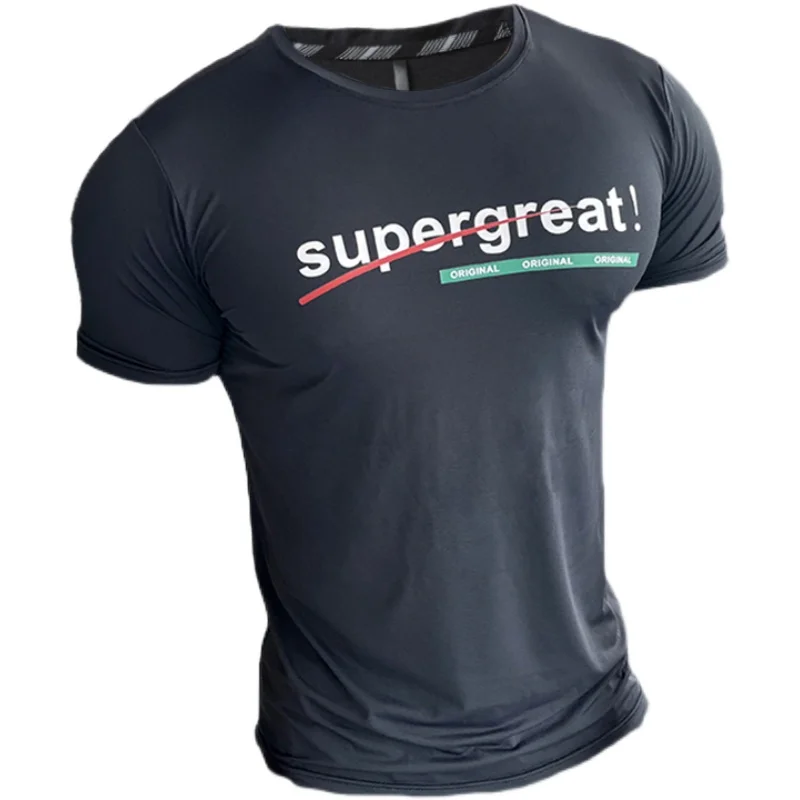 

Sport Shirts New Breathable Top Elastic Fitness Summer Quick Dry Ice silk Short Sleeves Men Fashion Training 2021 Running Tees