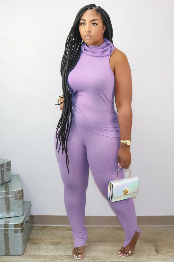 

young party women fashion Simple solid colors sleeveless crop top and tight leggings 2 pieces set high street lady fashion set