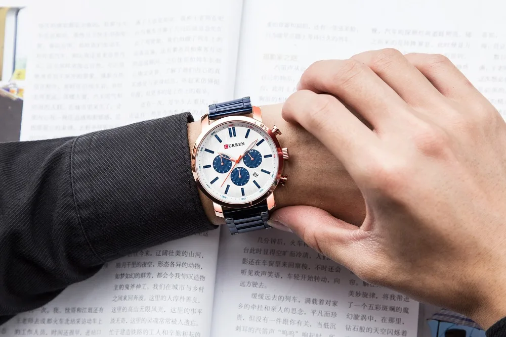 

Luxury Brand Military Sport Mens Watches CURREN Stainless Steel Wristwatch For Man Chronograph Watch Date Male Clock Relogio