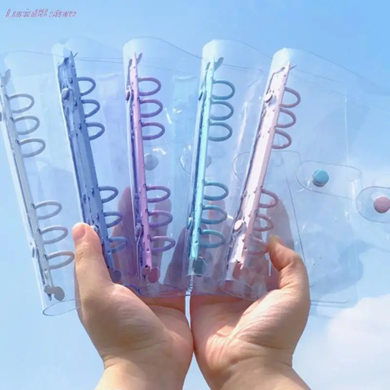 

A5/A6 Transparent PVC Loose-Leaf Notebook Cover Macaron 6 Ring Binder Diary