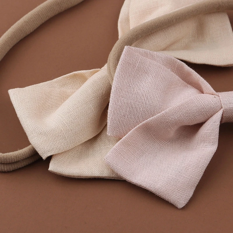 

Newborn Baby Elastic Headband Sweet Linen Bow Knot Stretchy Hair Band Toddler Infant Kids Decorative Hair Accessories