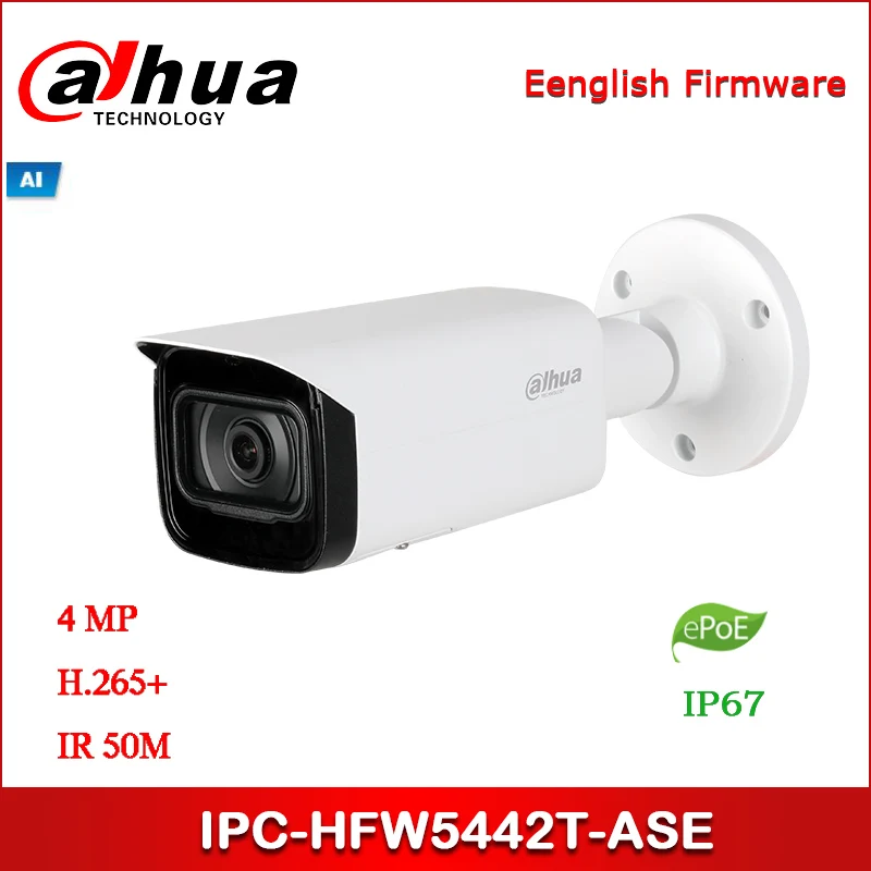 Dahua IP камера IPC-HFW5442T-ASE 4MP WDR IR Bullet AI сетевая Поддержка ePOE | Безопасность и защита