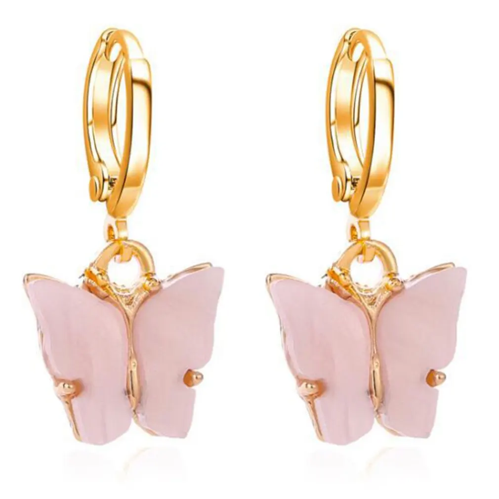 

Latest Fashion Color Butterfly Earrings For Lady Korean Insect Acrylic Charm Stud Earring Girls Indian Jewelry Wholesale Women