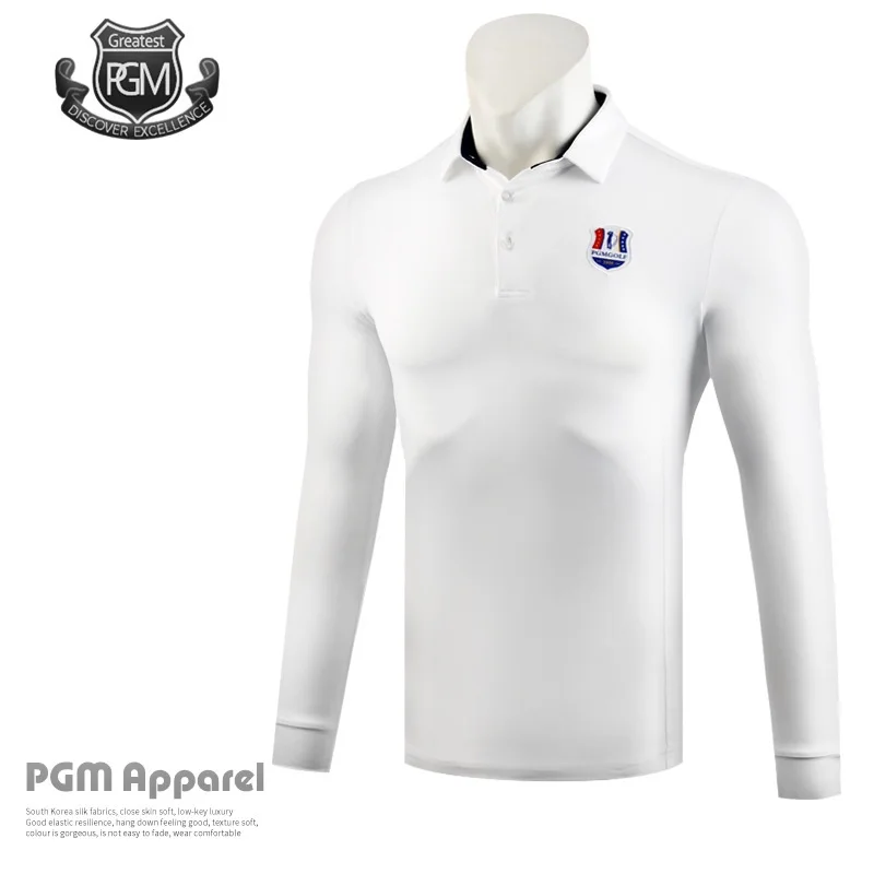 

PGM Men's Long-sleeved T-shirt Turn Down Collar Golf Tops Muscle Soft Comfortable Sportswear Shirts M-XXL D0834