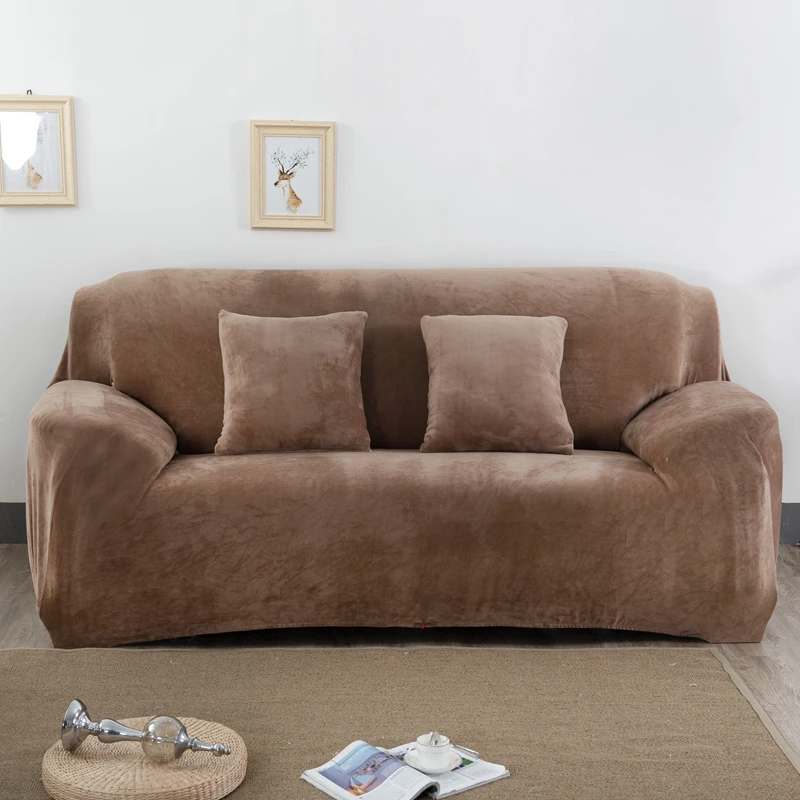 

Velvet Plush Stretch Sofa Slipcover. Velvet Sofa Couch Furniture Protector, Soft Anti-Slip, High Stretch for 3 Seat Sofa