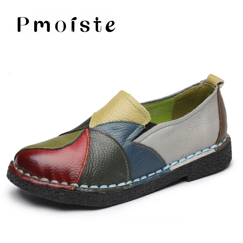 

Breather slip-on women shoes ethnic round toe mixed color shallow loafers causal slip-on ladies shoes flats large size 35-42