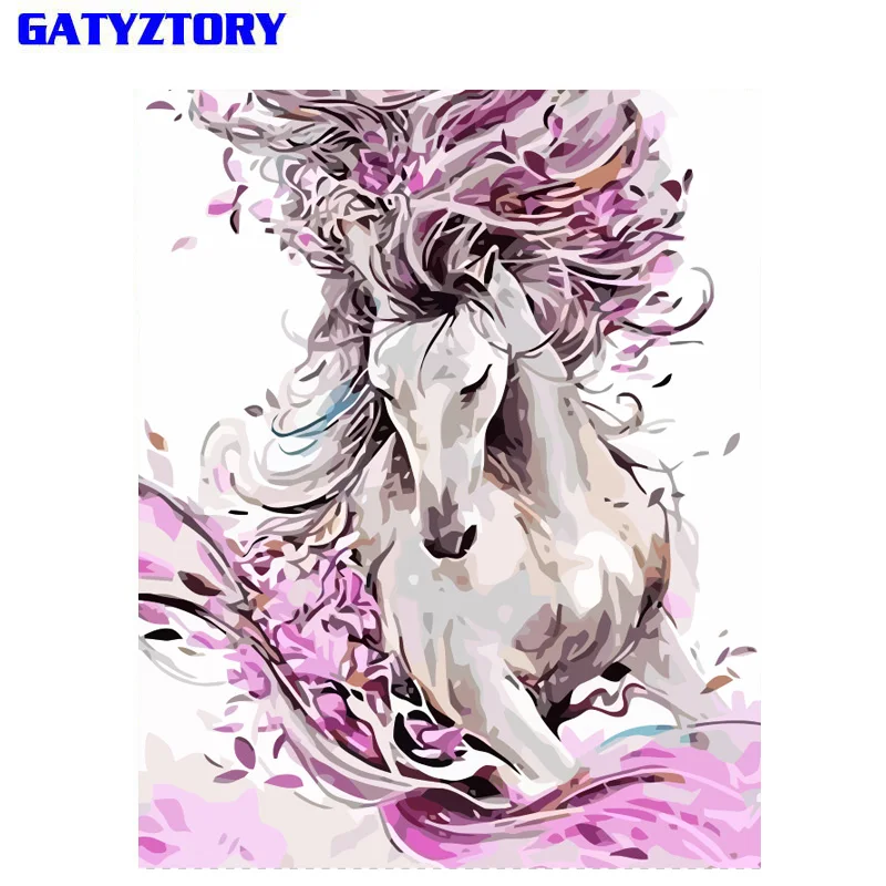 GATYZTORY рамка DIY картина по номеру набор лошадь животные Современная Настенная живопись изображения пронумерованы холст живопись для домашний декор искусство