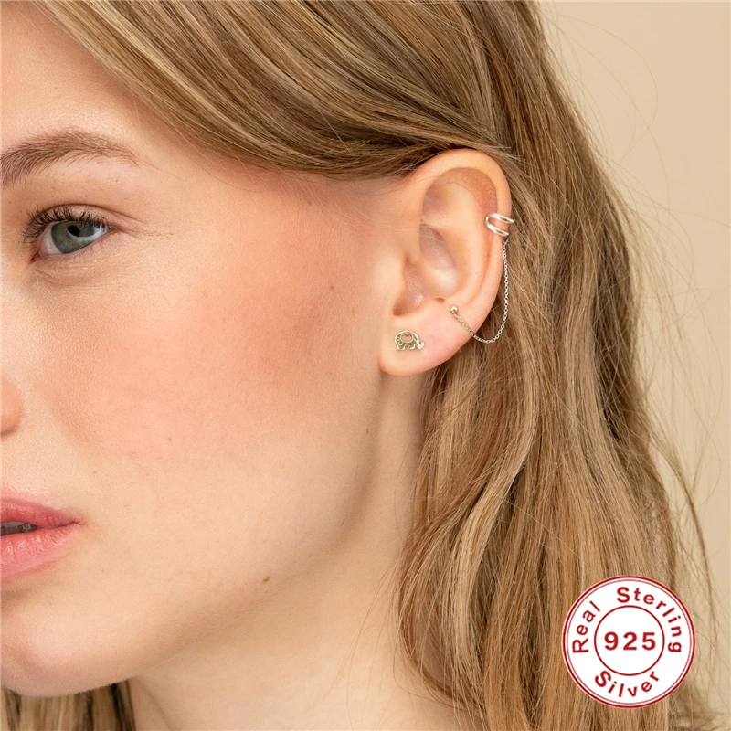 Женские серьги-гвоздики с цепочкой CANNER из стерлингового серебра 925 пробы 1 шт.