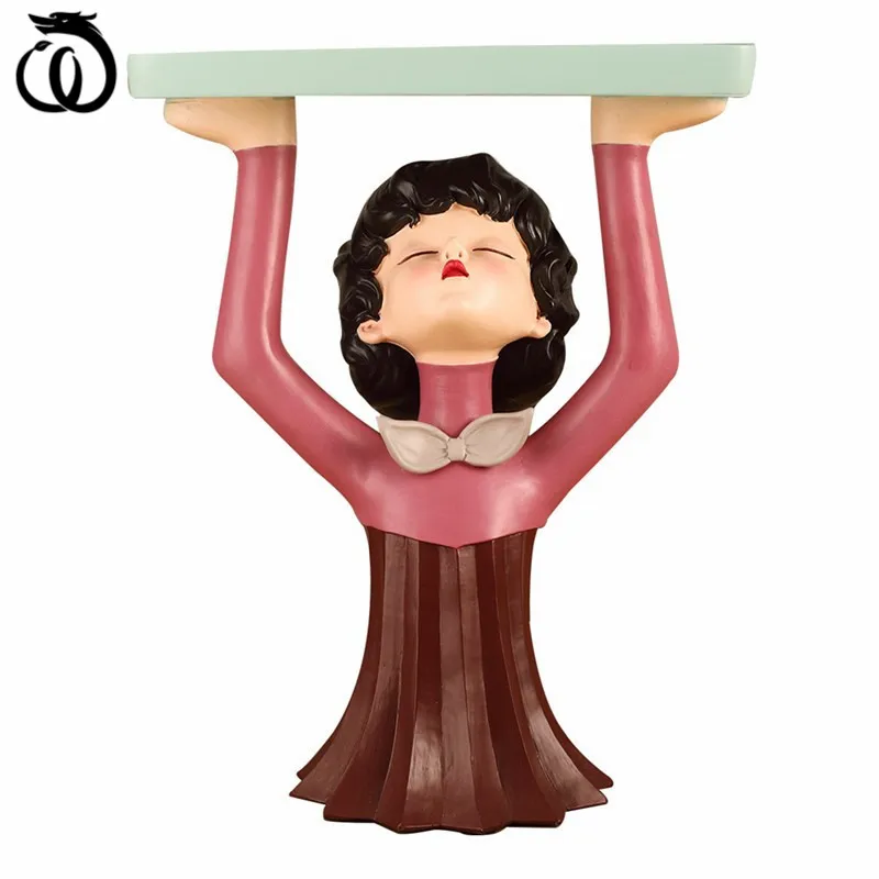 

WU CHEN LONG Luxuriou Bowknot Girl Commodity Shelf Tray Art Figure Key Porch Candy Storage Box Resin Craft Home Decoration R6081