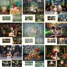 Виниловый фон для фотосъемки новорожденных тропические джунгли лес дикие животные