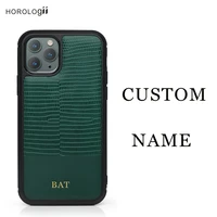 horologii monogrammed for iphone 11 12 13 pro case x xs max green lizard pattern leather phone business style dropship