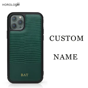 horologii monogrammed for iphone 11 12 13 pro case x xs max green lizard pattern leather phone business style dropship free global shipping