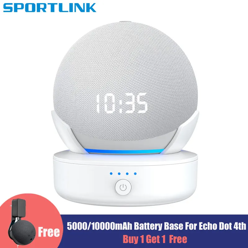 

Sportlink Battery Base For Echo Dot 4th Gen, Wireless Charger Stand For Alexa 4th,Amazon Speaker Portable Power Bank Holder