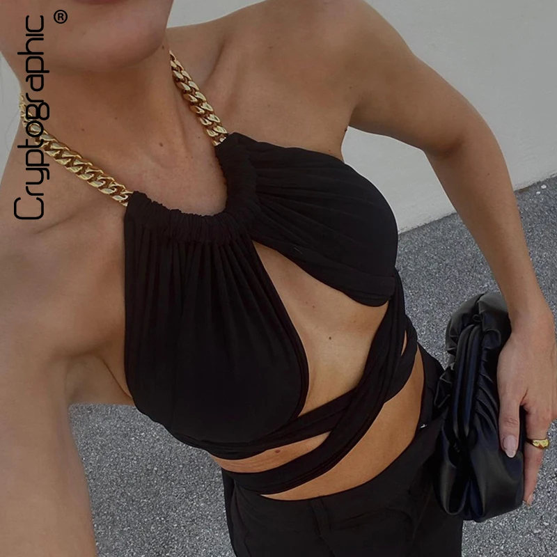 Женский укороченный топ Cryptographic без рукавов вечерние Клубные наряды на лето 2021 |