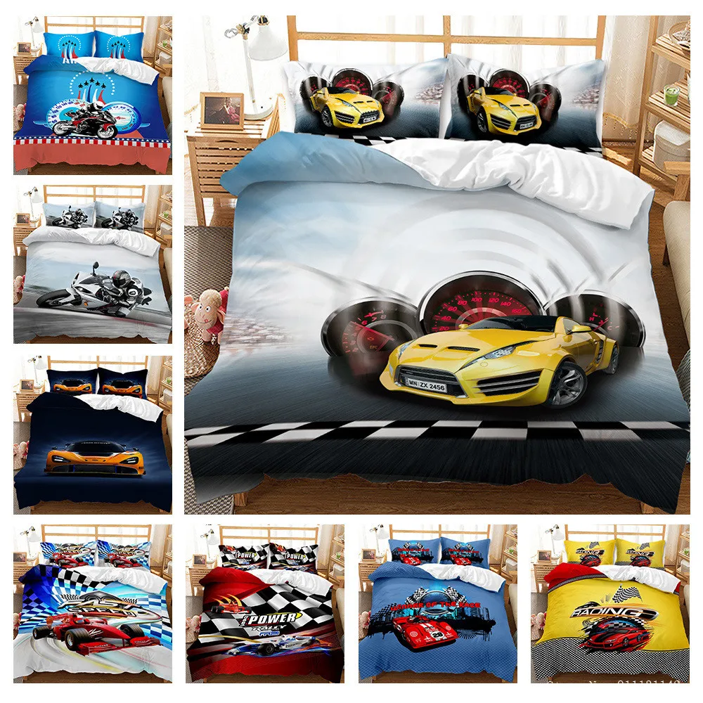 

3D Motorcycle Roadster Motorcycle Bedding HD Printed Duvet Covered Pillowcase Single Pair Full Queen King Large Size Bedding Set