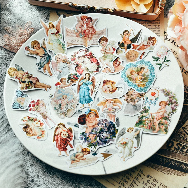 28 шт. винтажные европейские наклейки в виде ангельских кукол декоративные стиле