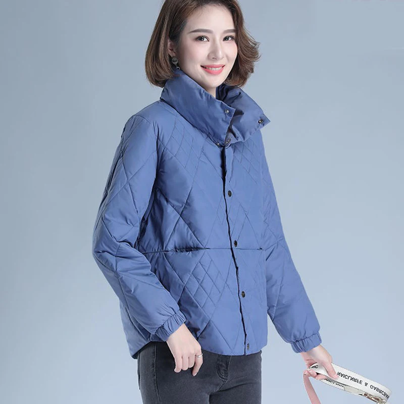 

Women's Short Jacket Coat Thin 4XL Plus Size Loose Light Stand-Up Collar 2021 New Mother's Clothing