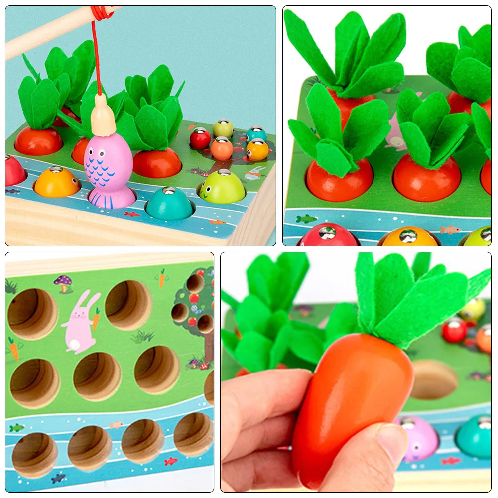 

1 Set Wooden Catching Worm Game Fishing Game Pulling Radish for Child