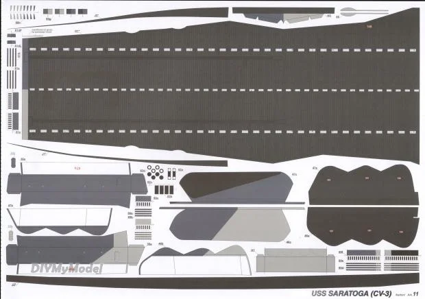 DIYMyModeI-portaaviones USS Saratoga cv-3, modelo de papel artesanal, bricolaje, rompecabezas de juguete hecho a mano, regalo, utillaje de pel&iacute;cula, 1944-1