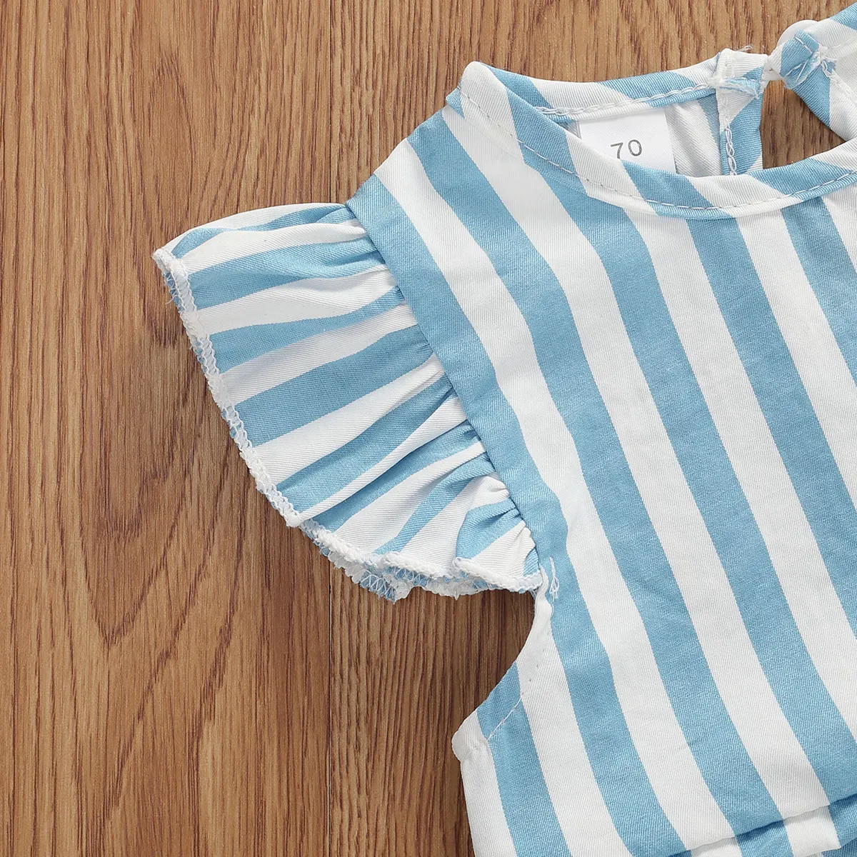 

Infants Baby Girls Striped Romper Ruffled Sleeveless Top Jumpsuit Summer Clothes
