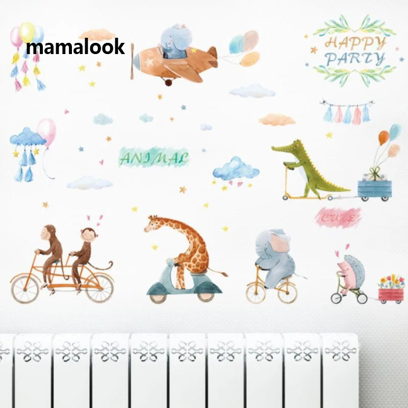 

Cartoon animal world children cabinet entrance bathroom study classroom dormitory decoration wall stickers