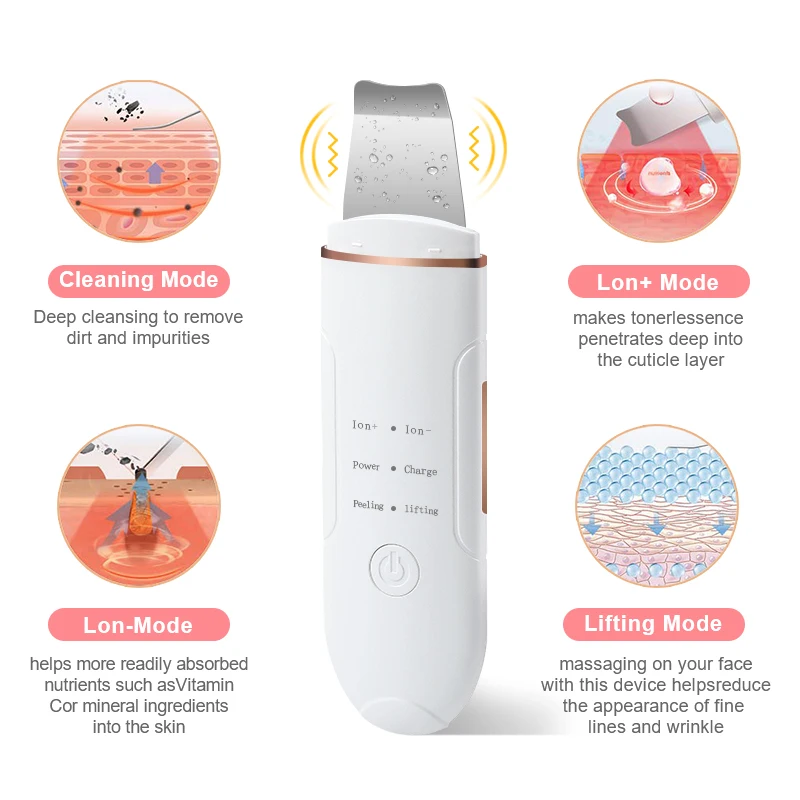 Goedkoop Amazefan Ultrasone Reiniging Massager Voor Gezicht Huidverzorging Acne Mee-eters Remover Cleaner Tool Scrubber Peeling Cavitatie Facial