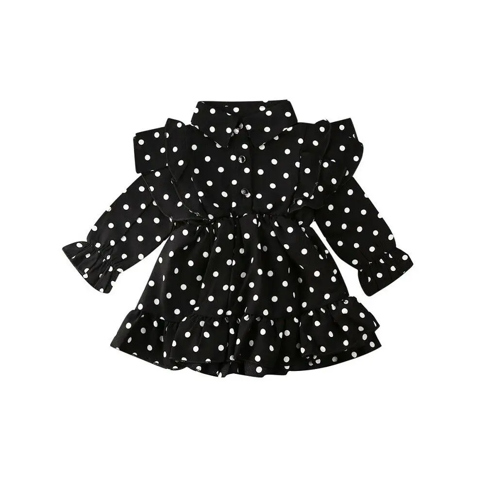 1-7Years Christmas Toddler Kid Baby Girl Clothes Ruffle Swing Dress Dots Party Dresses | Детская одежда и обувь