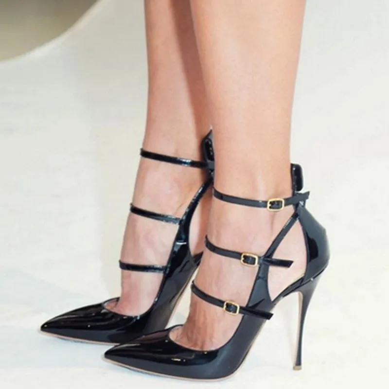 

LanLoJer New Free Shipping， Patent Leather Pointed Toe Pumps Stiletto Heels 12cm ,Woman High Heels Party Wedding Shoes