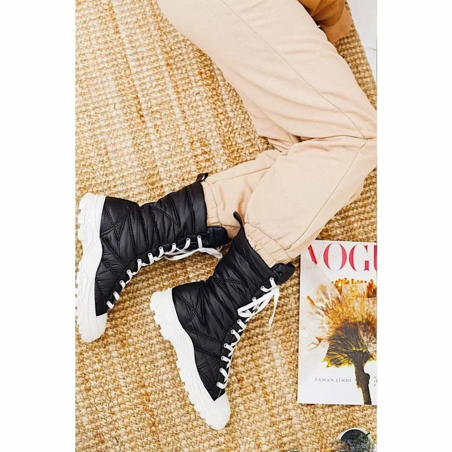 

Women Boots Limoya Vega Black Fur Inflatable Sports Boat (Raincoat Fabric)