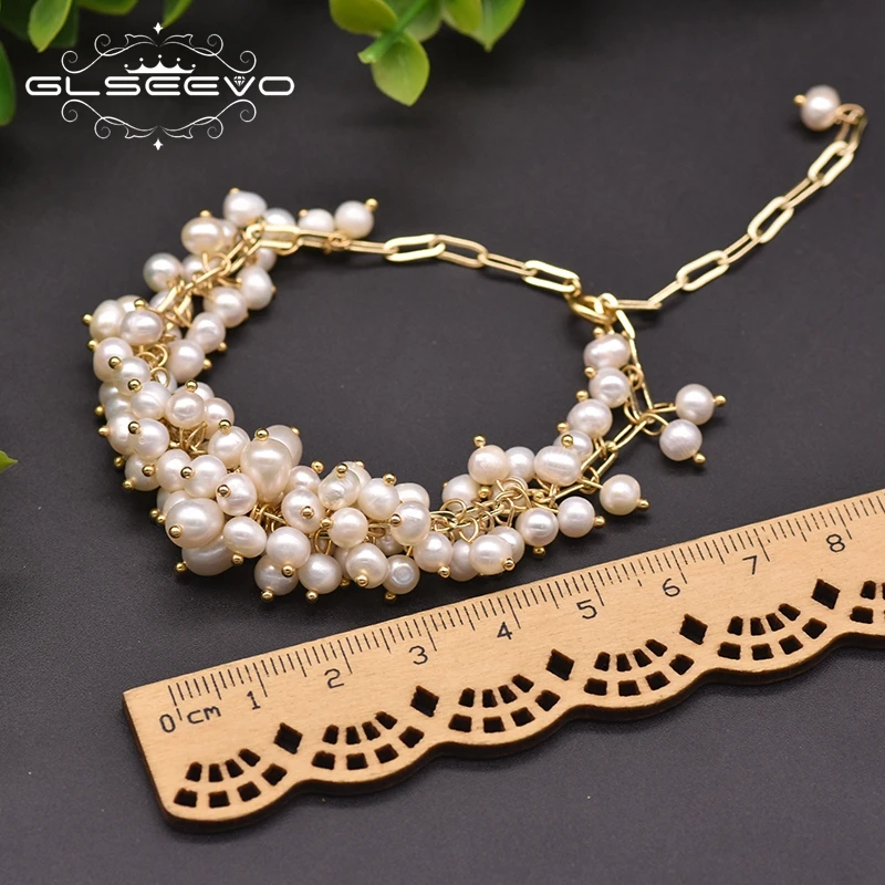 Регулируемый браслет GLSEEVO из натурального пресноводного жемчуга для женщин