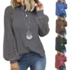 Autumn Winter Womens Tops 2021 New Sweatershirt Female Casual O-neck Long Sleeve Lace Stitching Loose Blouses Ladies Pullover 1