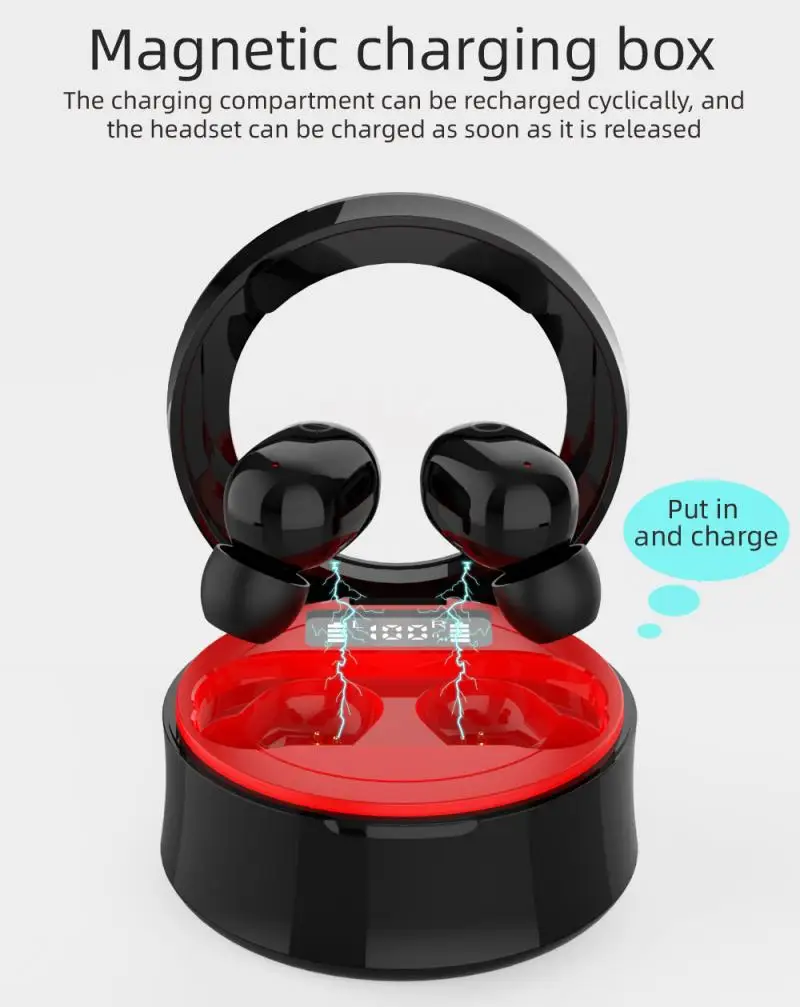 SMS-T10 Bluetooth Headset Touch Control Digital Display TWS Wireless Noise Reduction Music Hands-free Call Sports | Электроника