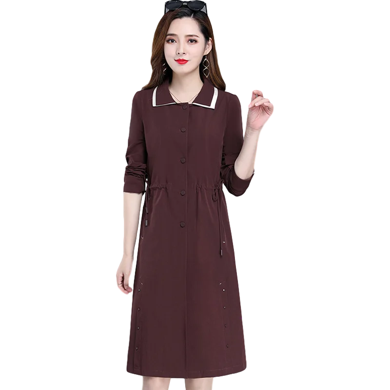 

Fashionable mid long windbreaker women's autumn 2020 new British style casual and versatile middle-aged mother's coat