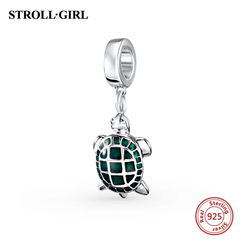 

Summer New 925 Sterling Silver Animal Tortoise Green Enamel Charms Beads fit charm European bracelet 925 Original Jewelry gift
