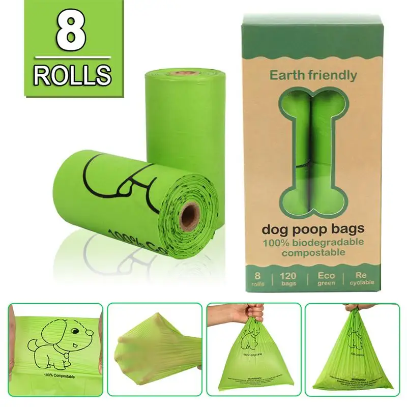 

8 Rolls Boxed Dog Poop Bags Biodegradation Disposable Garbage Bags Cat Dog Waste Outdoor Clean Bags