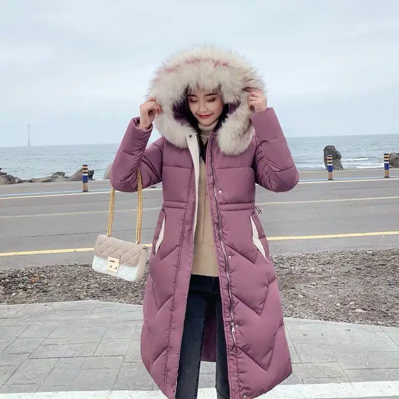 Парка женская модная меховая зимняя куртка-пуховик с хлопковой подкладкой