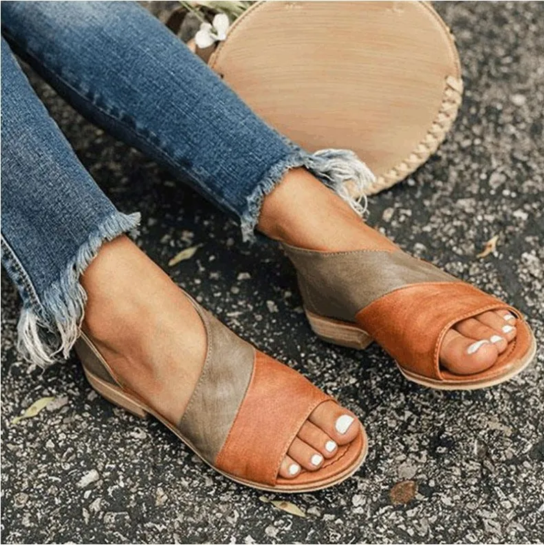

Large Size Sandals Closed Heel Spring Shoes 2021 Women's Open Toe Suit Female Beige Big New Comfort Girls Fashion Low Peep Summ