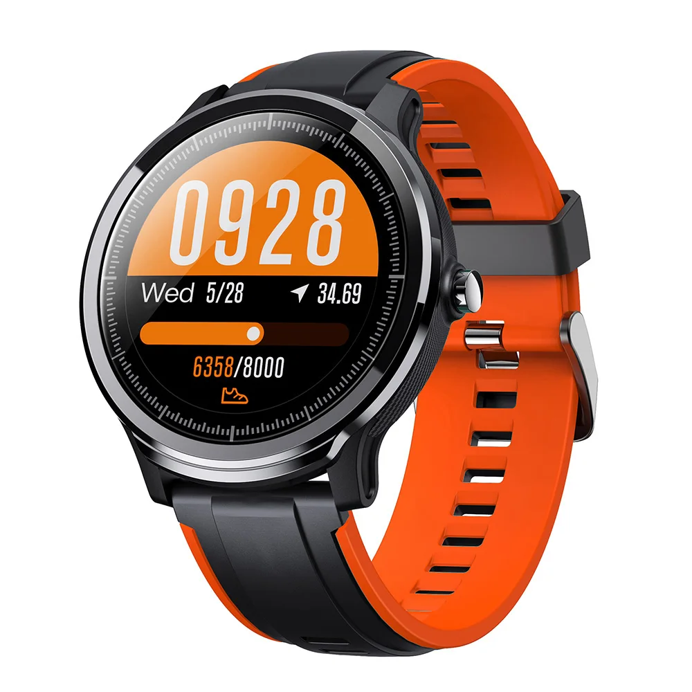 Orange Смарт-часы RUNDOING SN80, IP68, водонепроницаемые, 1,3 дюймов, полный сенсорный круглый экран, кровяный кислород, мужские спортивные Смарт-часы для Android IOS - Цвет: Orange