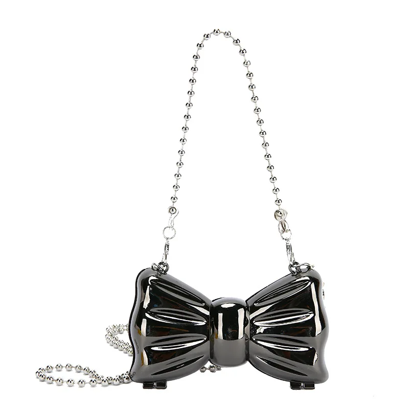 

Fashion Silver Gold Shoulder Bag Women Bags Clutch Bag Lipstick Purses Coin Bags New Metal Mini Bow Crossbody Bags For Women