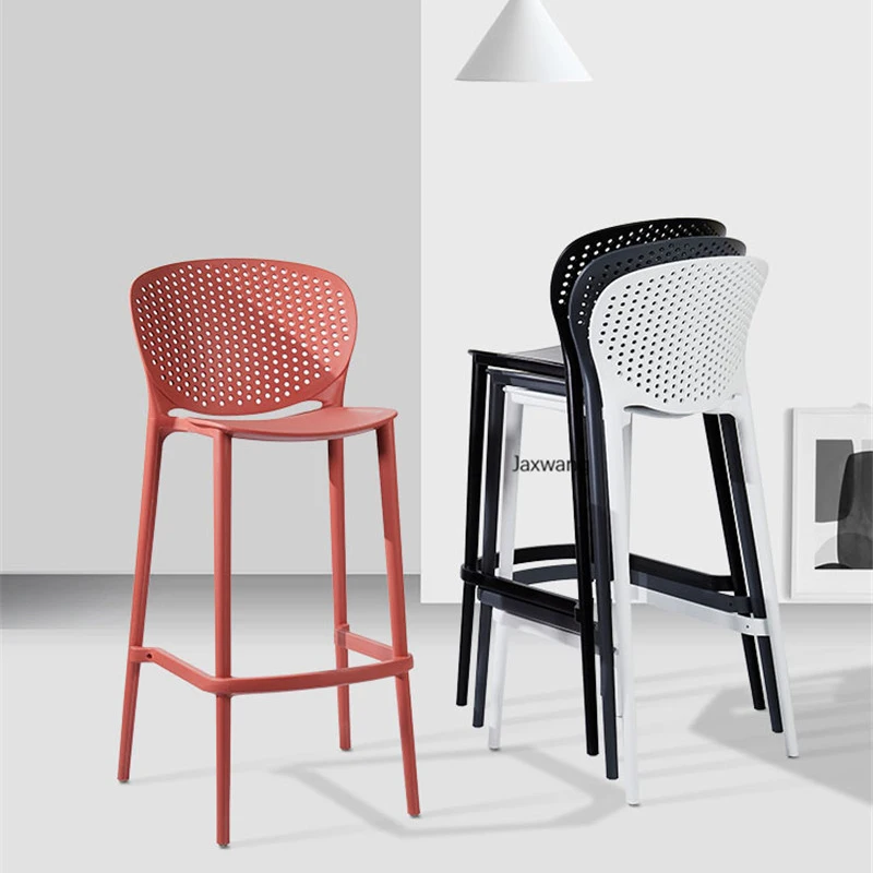 

Скандинавский барный стул, дизайнерский современный минималистичный барный стул, бытовой пластиковый стул с высокой спинкой для кухни