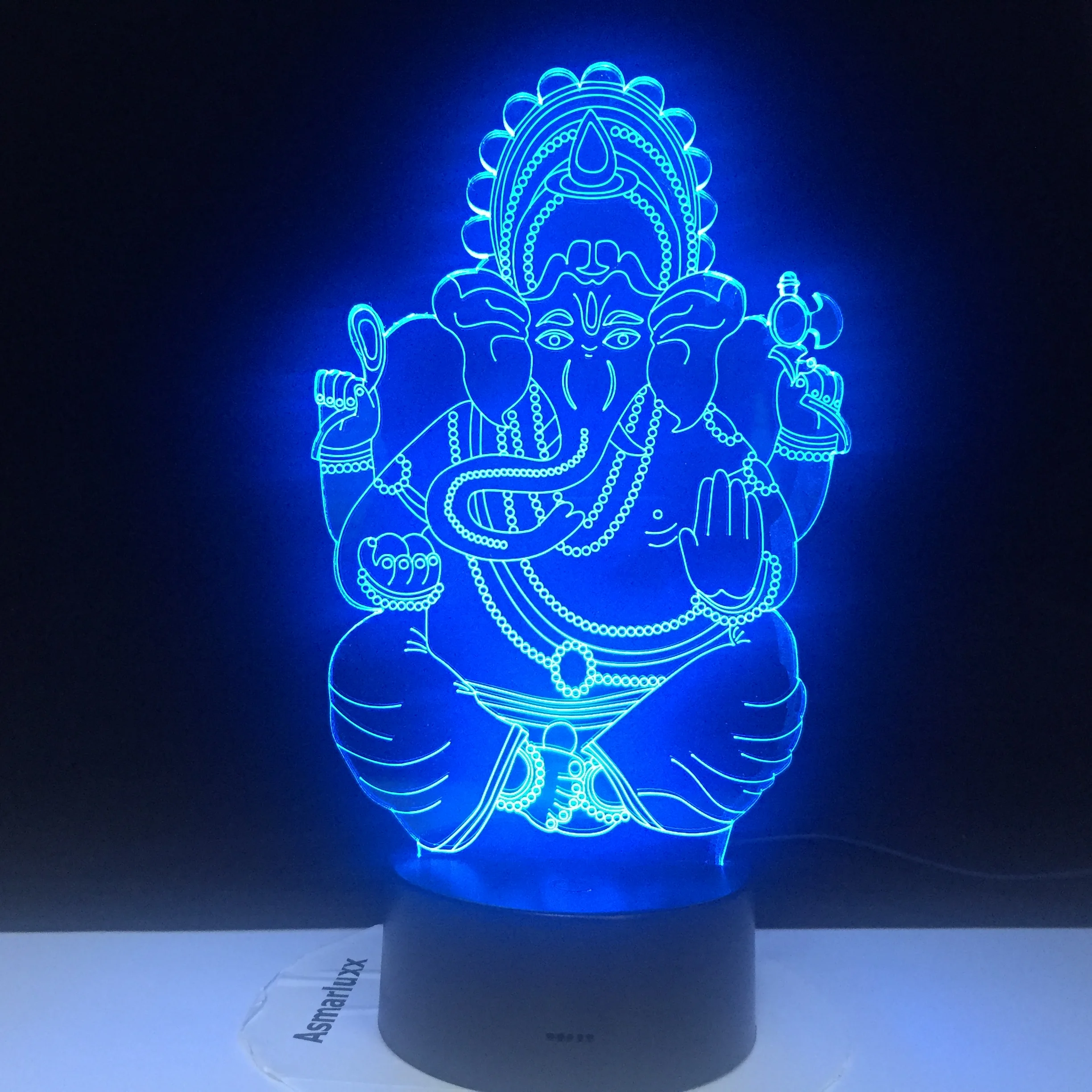 

Ganesha 3D Led Lamp Battery Powered Color Changing with Remote Personalized Gift for Children Atmosphere Usb Night Light Lamp