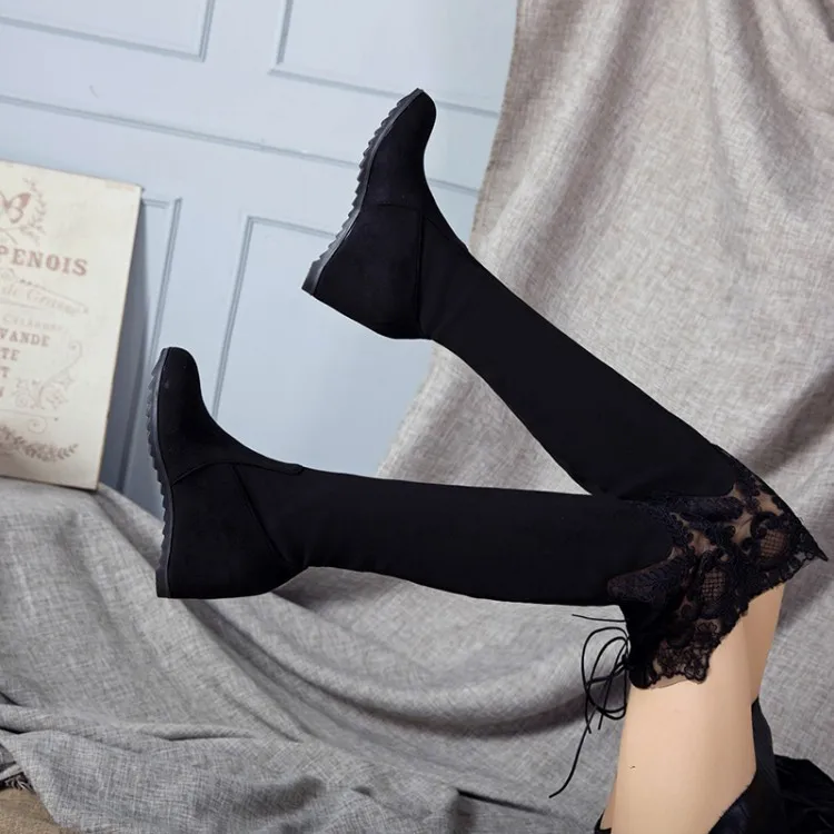 Сапоги до колена на высоком каблуке эластичные белые | Обувь