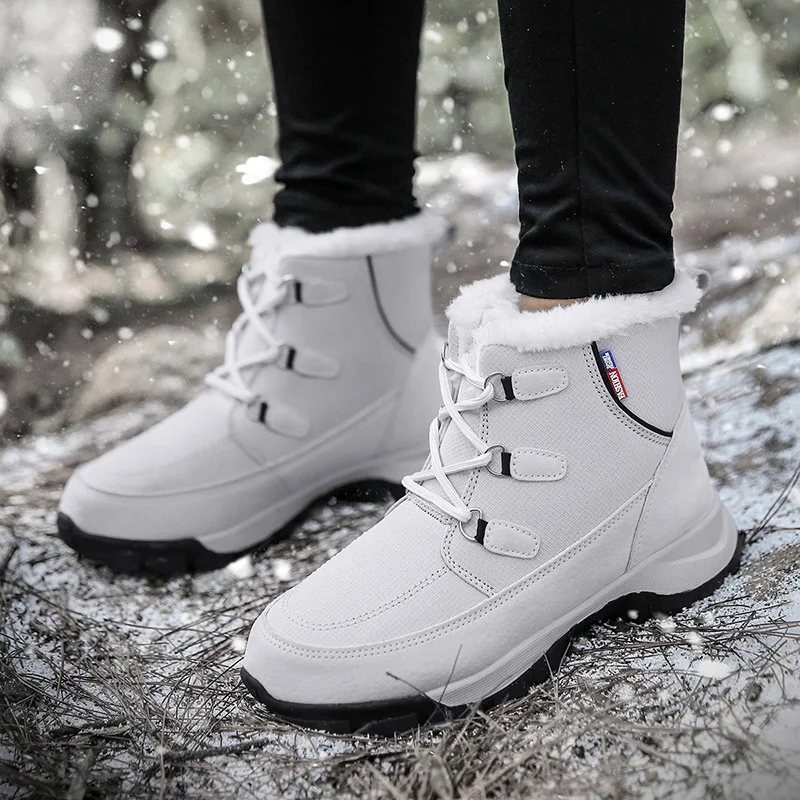 Женские зимние ботинки модная женская обувь с высоким берцем бархатная теплая