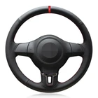 Сшитый вручную мягкий черный Чехол рулевого колеса автомобиля из искусственной кожи для Volkswagen Golf 6 Mk6 VW Polo MK5 2010-2013