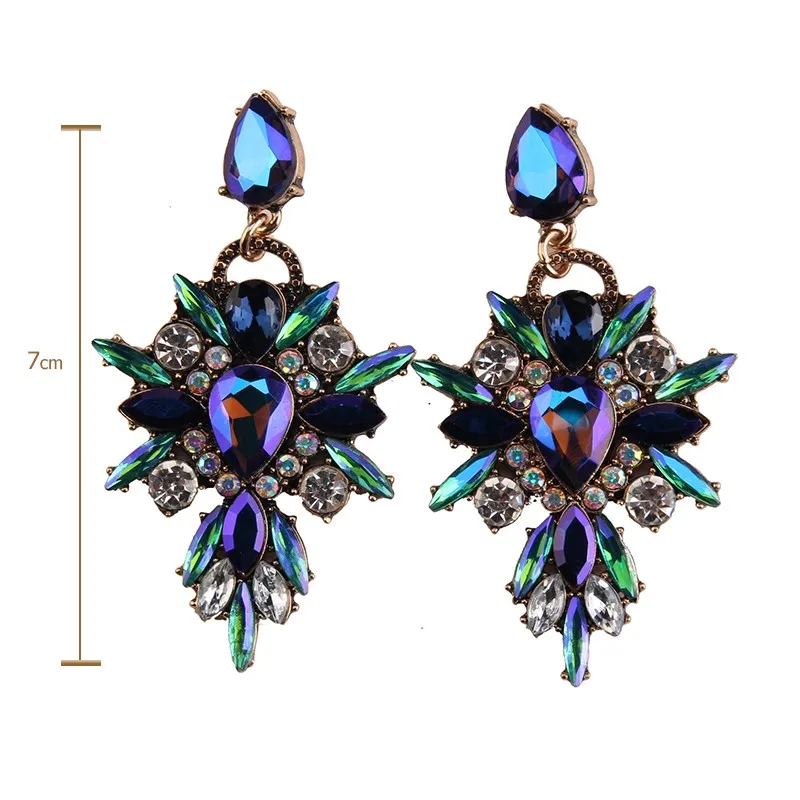 Роскошные женские серьги Girlgo Boho с разноцветными камнями,, праздничные подарки, трендовые геометрические серьги-капли, ювелирное изделие - Окраска металла: Blue 2