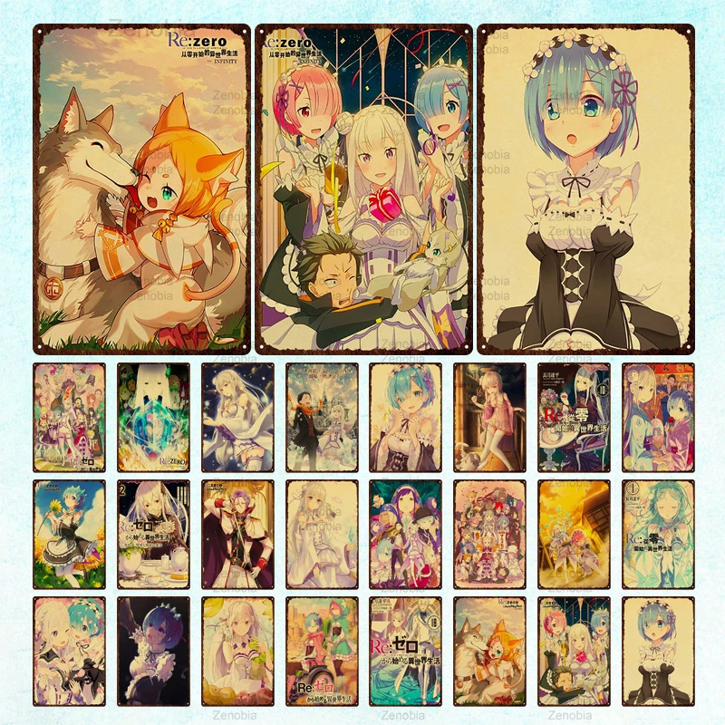 

Japanese Anime Metal Sign Relife In a Different World From Zero Tin Poster Decor Wall Art High Quality Plaque for Home/bar Decor