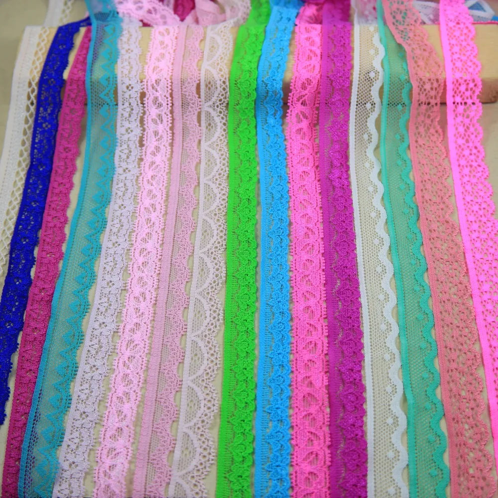 

10 yards/lot Elastic Stretch Lace trim width 11mm-16mm lace fabric ribbon Webbing Decoration sewing/garment/clothes accesories